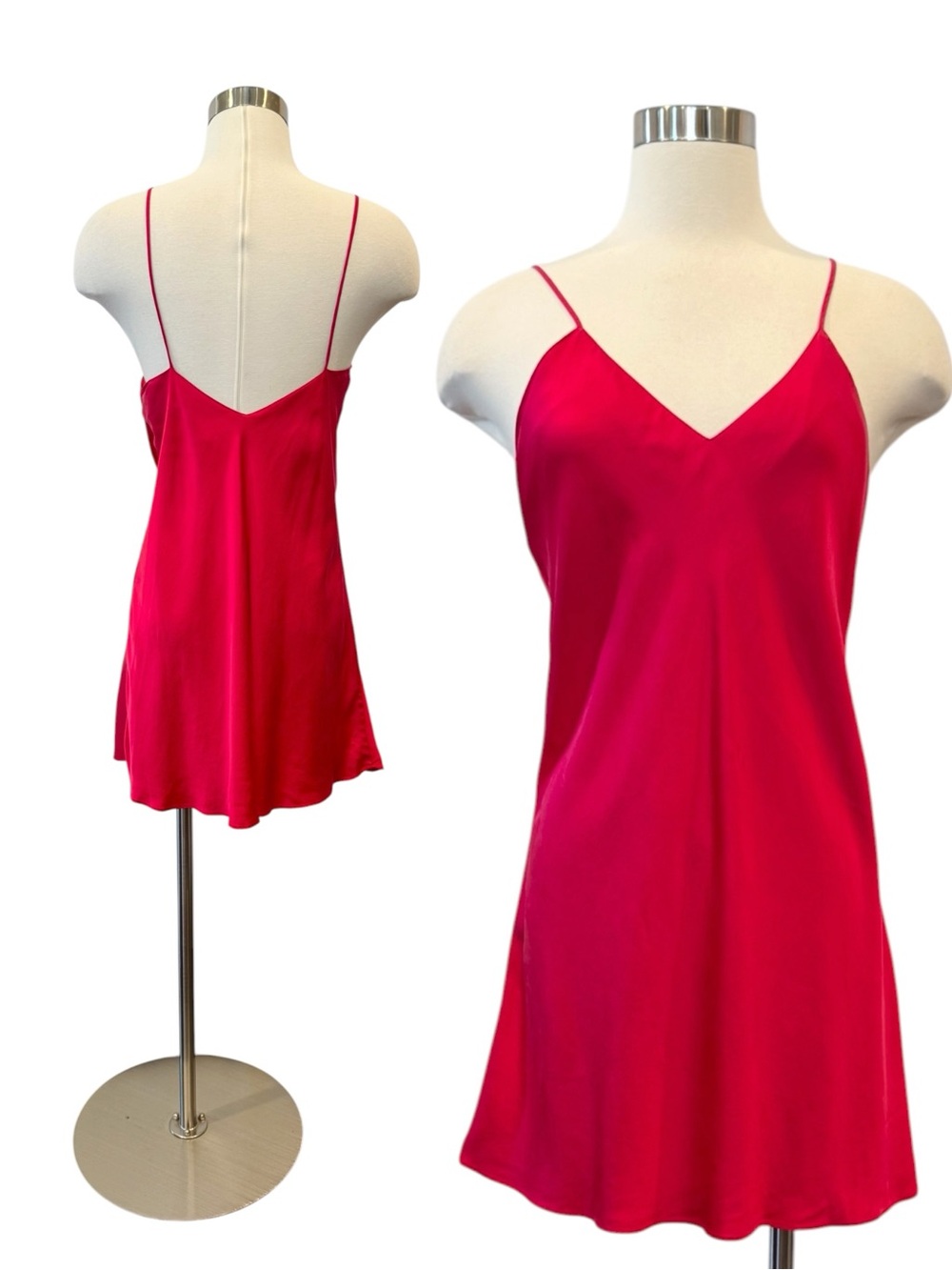 90s Victoria’s Secret 100% Silk Cherry Red Vintage Chemise Slip Short Nightie S